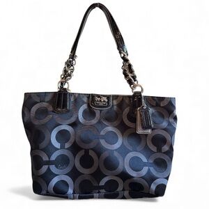 Coach Madison Black Signature Canvas Shoulder Bag